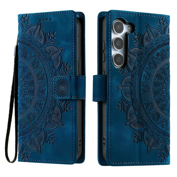 För Samsung Galaxy S26 plånboksfodral Fodral Skal Mandala blommönster Blå