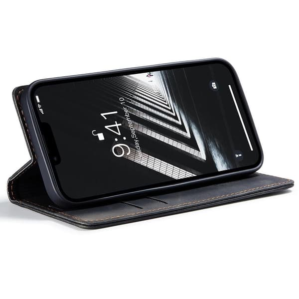CASEME Retro tegnebog taske til iPhone 15 - sort Black
