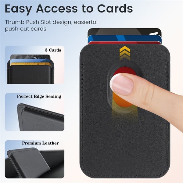 Slank magnetisk kortholder for iPhone 17, 16, 15, 14, 13 og 12 Black