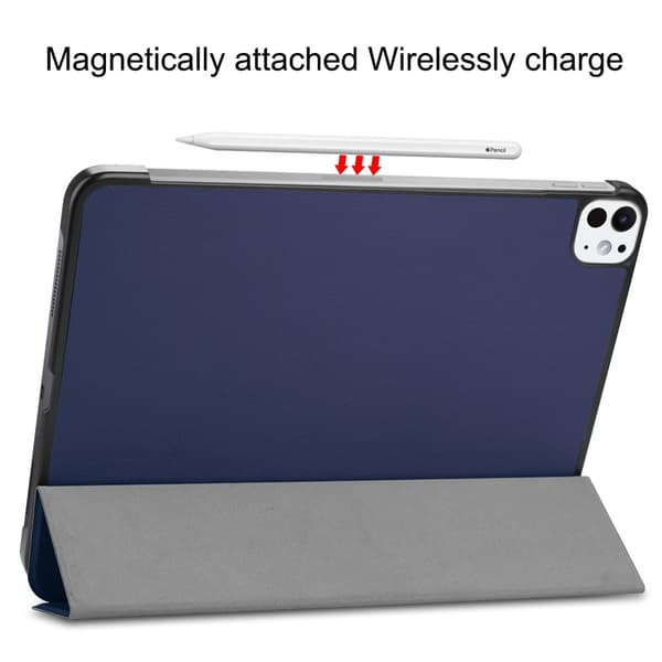 Til iPad Pro 11 (2024) Etui Tre - fold Stativ Tablet Cover - MørkBlå Dark blue