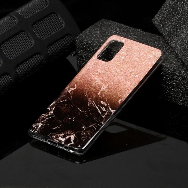 Marble Pattern IMD TPU Soft Back Case for Samsung Galaxy A41 - Style A Black