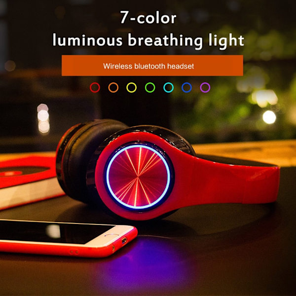 Hifi Wireless On-Ear Headset Bluetooth-hovedtelefoner - Sort+Rød Red