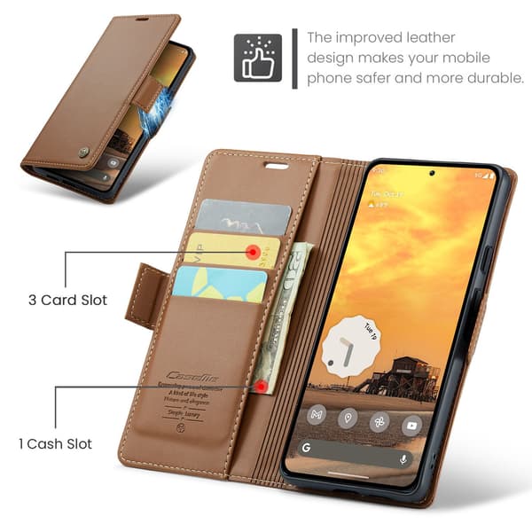 CASEME Til Google Pixel 10 Pro / 10 / 9 Pro / 9 Veske Stativ Telefonveske Brown