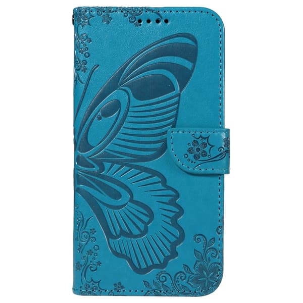 Til Samsung Galaxy S24 FE Etui Stand Tegnebog Etui Sommerfuglemønster Blue