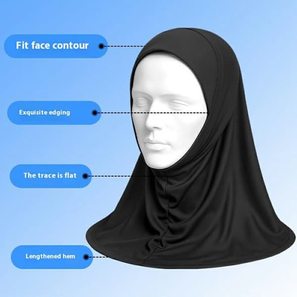 Muslimsk hodeplagg hijab pustende melkesilkehodeplagg - svart Black