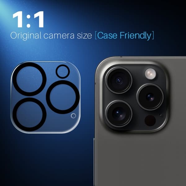 NORTHJO 2 - Pak Kameralinsebeskyttelse til iPhone 16 Pro / 16 Pro Max, Hærdet Glas Black