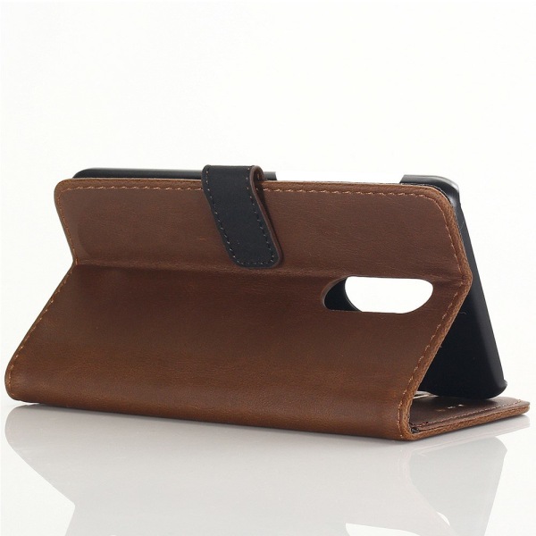 Retro Style Wallet Stand Cover til OnePlus 7 - Kaffe Brown