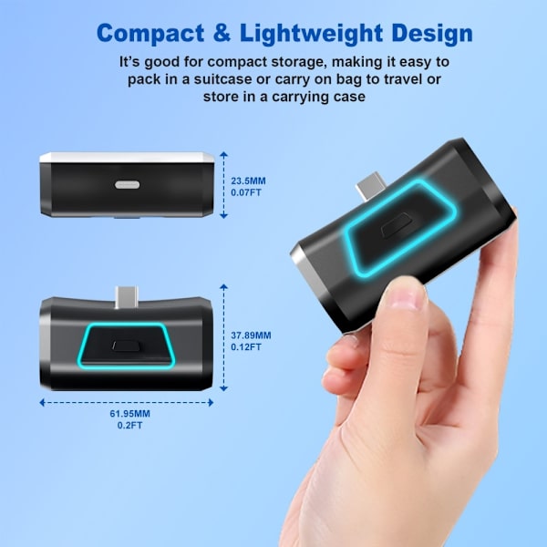 PS5 Playstation 5 Kontroll 2000mAh PowerBank Externt batteri Svart