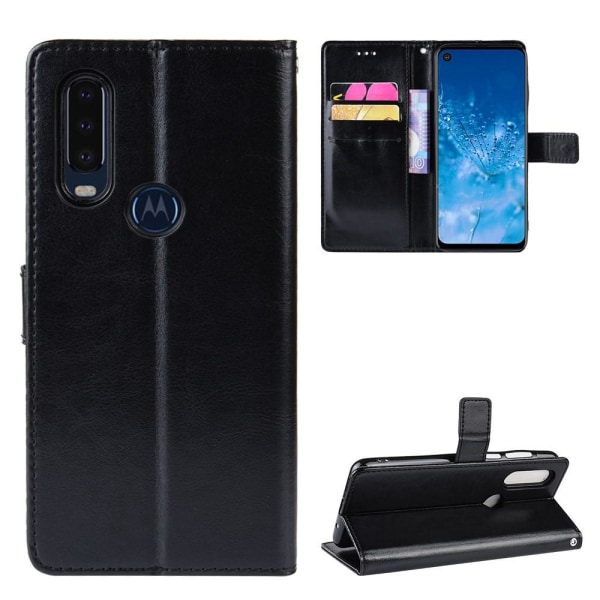 Motorola One Action Crazy Horse Lompakkoteline Black