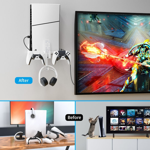 PlayStation PS5 Slim Wall Mount Bracket Kontroloplader Transparent