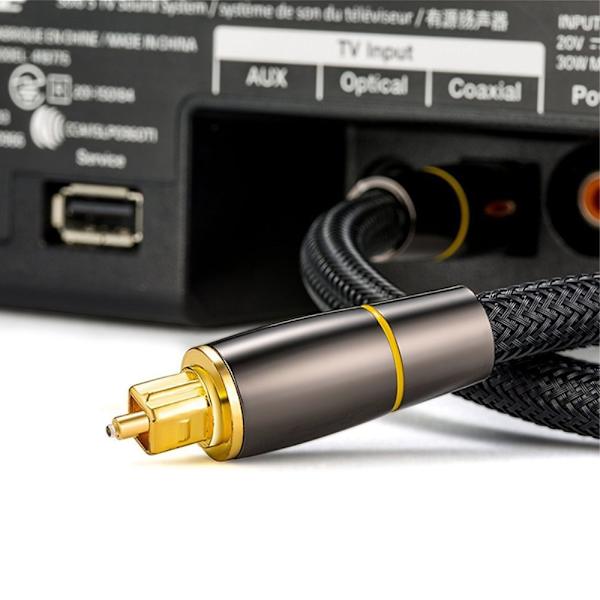 2m SPDIF 5.1 Audio Channel Optisk Kabel Audio Line Digital guldbelagt Black