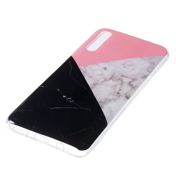 Marble Pattern IMD TPU Soft Back Suojakuori - Samsung Galaxy A70 - Style D Black
