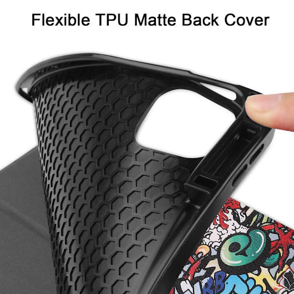 iPad 12.9" Pro 2021 Tri-fold Stand Tablet Case Cover - Graffiti Multicolor