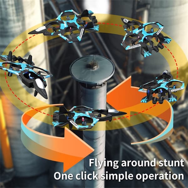 K500 MAX RC Quadcopter Drone med 3 batterier, høydeholdende stuntfly Blue