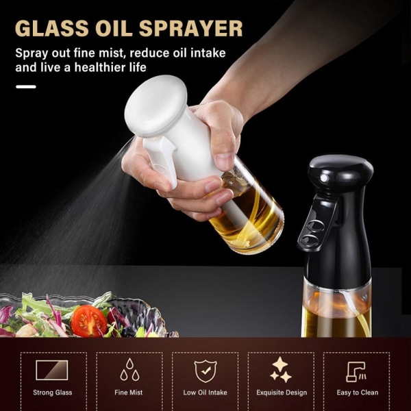 Oliesprayflaske 200 ml eddikespenser Madlavning af grillsalat Black