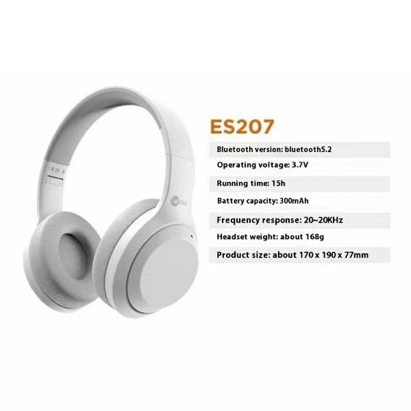 LENOVO Trådløse Over-Ear-hovedtelefoner Foldbare Gaming Music Bluetooth Headset - Sort White