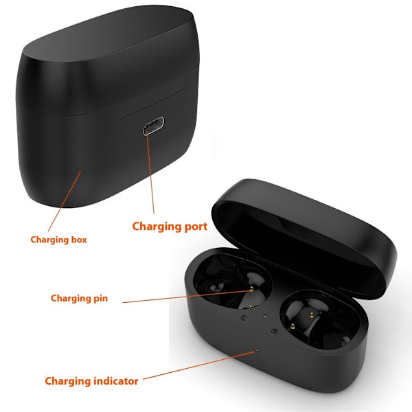 Docka för Jabra Elite 85t Earbuds Laddningsfack Laddningskabel Svart