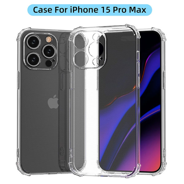 För iPhone 15 Pro Max Skal Fodral TPU Baksida Telefonfodral Transparent