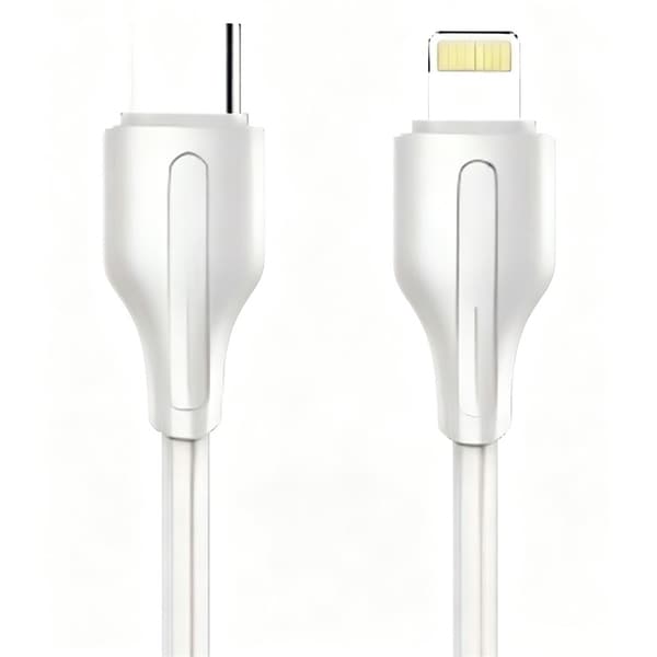 LDNIO 2 m USB-C – iPhone 5–14 -kaapeli – 30 W PD/QC-pikalataus- ja tiedonsiirtokaapeli White