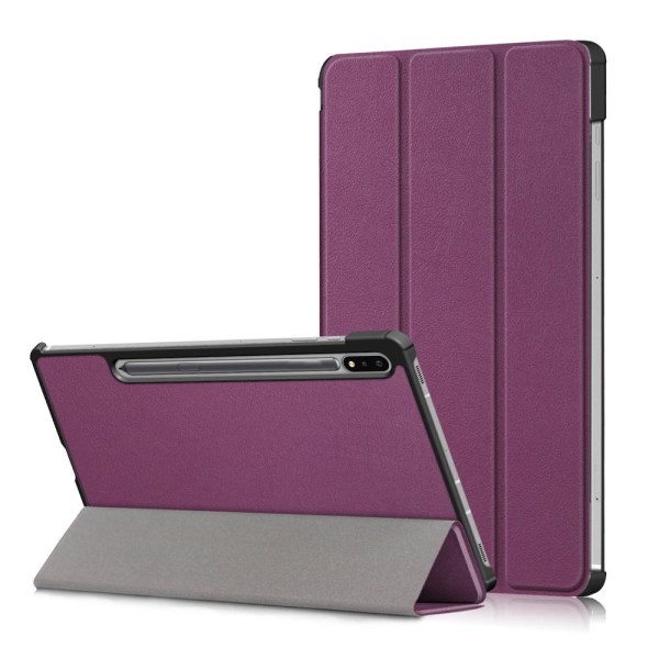 Trifoldet stativ Smart Taske til Samsung Galaxy Tab S7 FE Purple