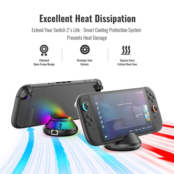 Kompatibel med Nintendo Switch 2 TV Dock Video Converter Gigabit Ethernet Black