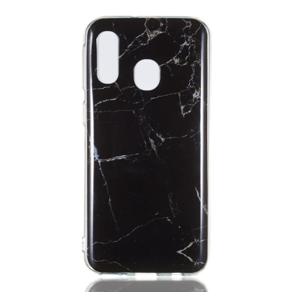 Marble Pattern IMD TPU Soft Back Case for Samsung Galaxy A40 - Style A Black