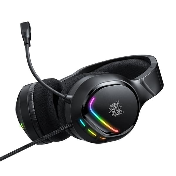 ONIKUMA PC Gaming Headset LED Trådbundna Over-Ear-hörlurar med mikrofon Svart
