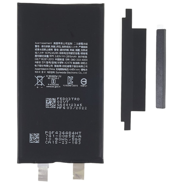 iPhone 12/12 Pro 3.83V 2815mAh uppladdningsbart Li-ion batteri Svart