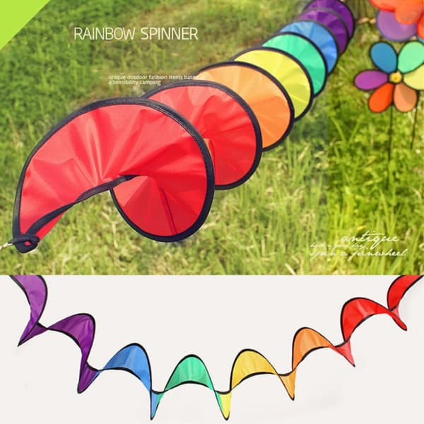 1,6 m Pride Rainbow spiral vindspinner telt flagg dekor Black