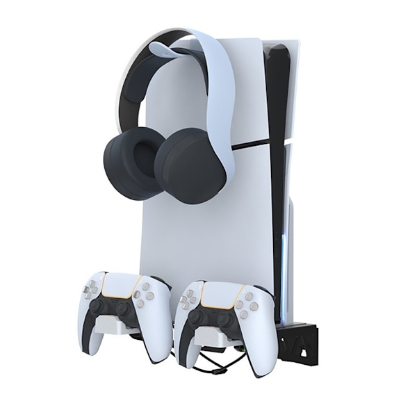 IPLAY För Sony PS5 Slim / Playstation 5 Väggfäste Lagringsställ Controller Laddstation Headsethållare Vit