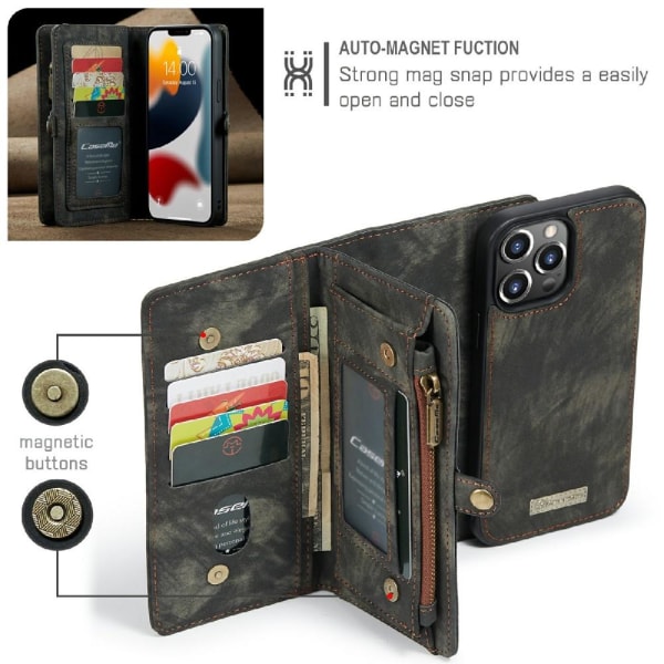 CASEME iPhone 13 Pro Max Retro plånboksfodral - Svart Svart