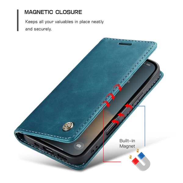 CASEME Retro lompakkokotelo iPhone 17 Blue