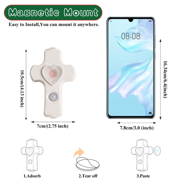 Cross vegglampe, oppladbart nattlys, bevegelsessensor, dimbar, magnetisk – hvit White
