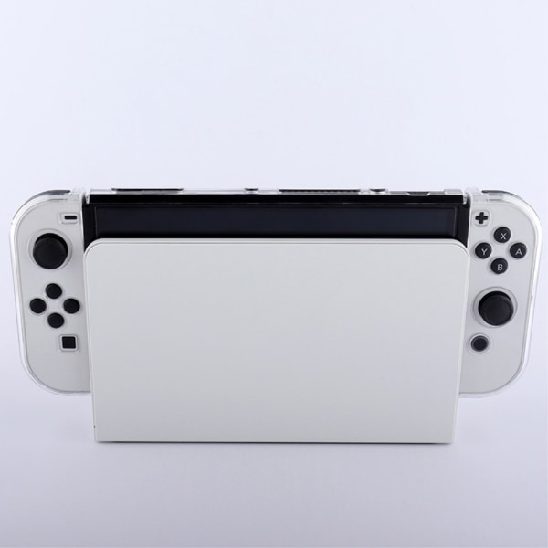 Yhteensopiva Nintendo Switch OLED Protector -läpinäkyvän suojakotelon kanssa jalustalla Transparent