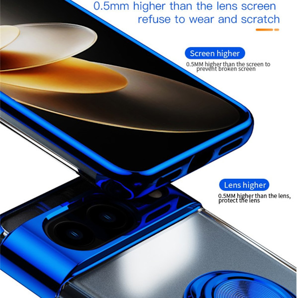 Til Pixel 8 TPU telefontaske med ringstøtte Transparent