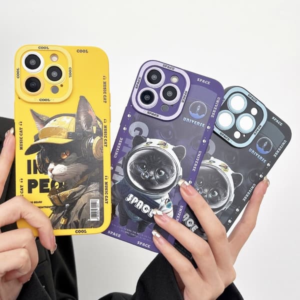 TPU Telefondeksel til iPhone 15 Plus - deksel Cat - Lilla Purple