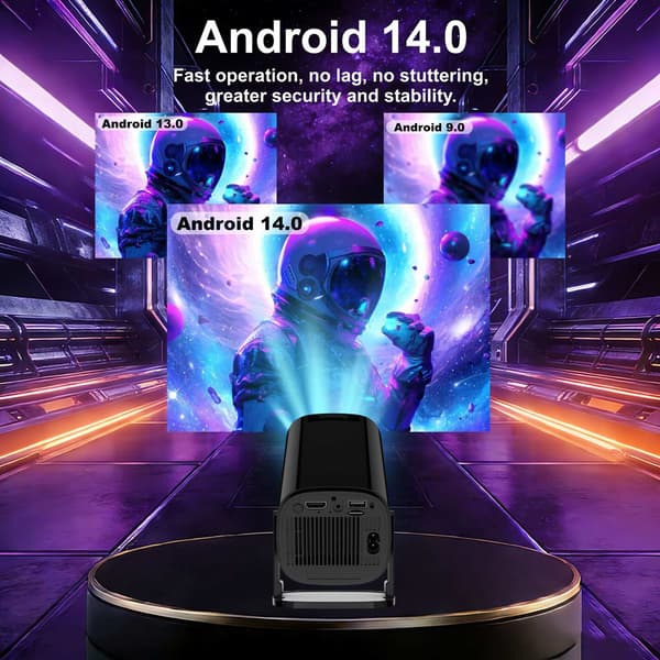Projektor Hemmabio Videoprojektor 120 ANSI Android 14 WiFi / Bluetooth 1+8GB Svart