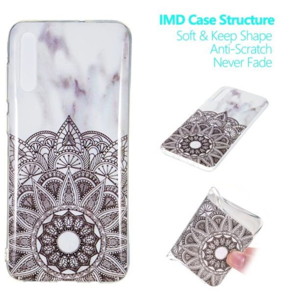 Marble Pattern IMD TPU Soft Back Suojakuori - Samsung Galaxy A70 - Style B Black