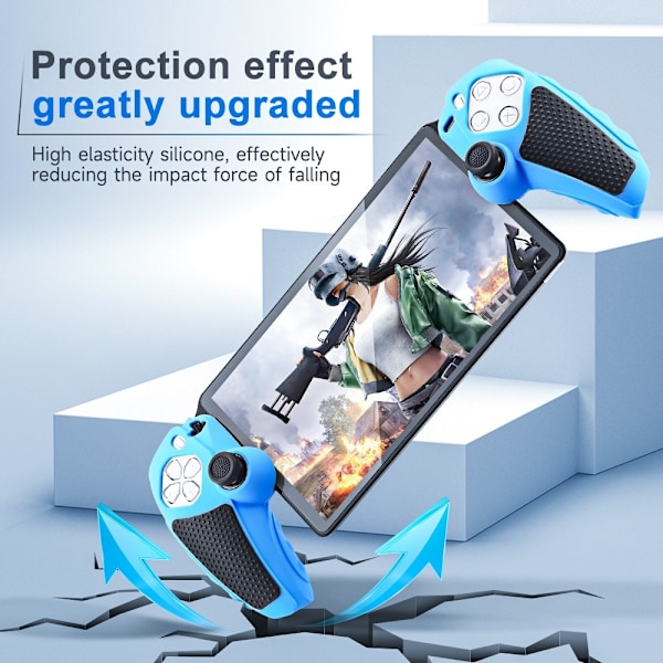 Playstation 5 / PS5 Silikon Skin Skal Fodral Anti-Slip Skydd + Joystick Caps - Blå Blå