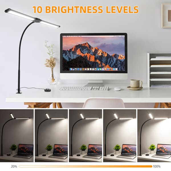 Dimbar LED-bordlampe med klemme og fjernkontroll Black