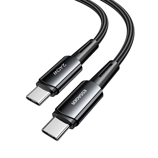 ESSAGER 2m USB-C til USB-C PD 240W Ladekabel Datakabel Hurtig opladning Black