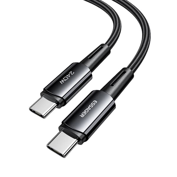 ESSAGER 2m USB-C till USB-C PD 240W Laddningskabel Datakabel Snabbladdning Svart