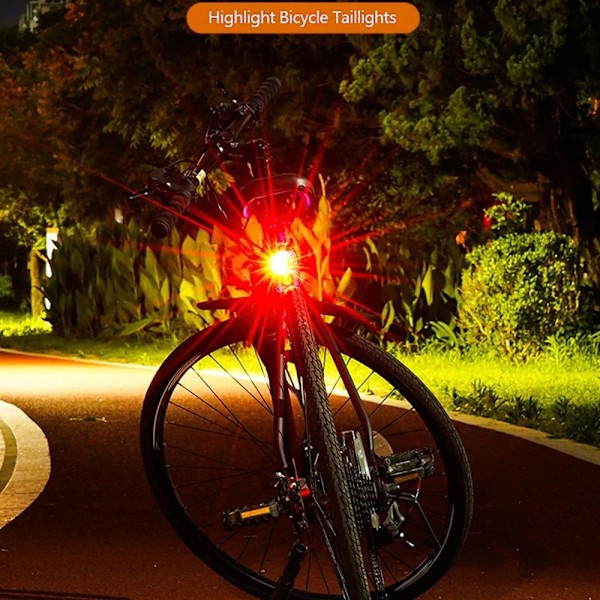 Cykellys Lys Cykelhjelm LED for/baglygte Vandtæt - Rød Red