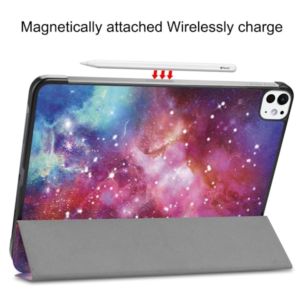 Till iPad Pro 11 (2024) Slim fit tri-fold fodral - Galaxy multifärg