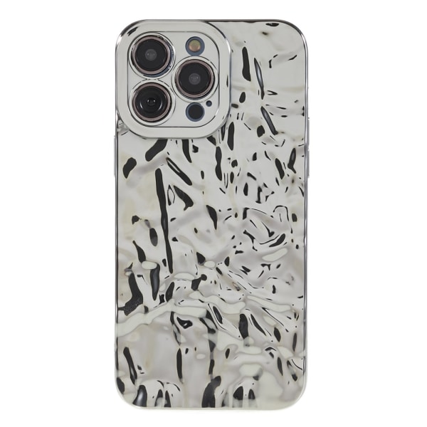 TPU-etui for iPhone 15 Pro Max med elektroplettering, rynket og ujevn overflate Silver