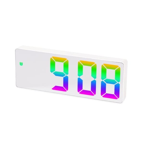 LED-klocka Elektronisk digital väckarklocka Färgglad 12/24H - Style E Vit
