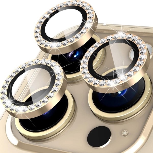 Kamera lins till iPhone 15 Pro / 15 Pro Max Glitter Guld