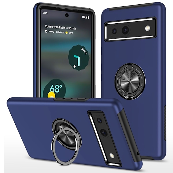 Google Pixel 8a sormenrengasjalustan hybridikotelo Blue