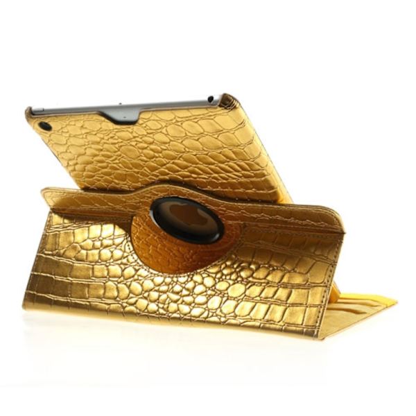 Fodral iPad Air / iPad 9.7 2017 & 2018 360 rotation Krokodil Guld Guld