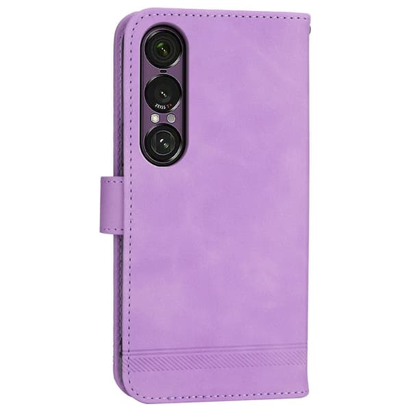 DIERFENG För Sony Xperia 1 VII Plånboksfodral med Stativ och Handledsrem Lila